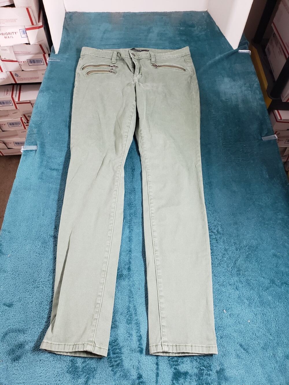 Joes Jeans Size 31 Womens Green Denim Pants Ladies Mid Rise Zipper Rocker Skinny